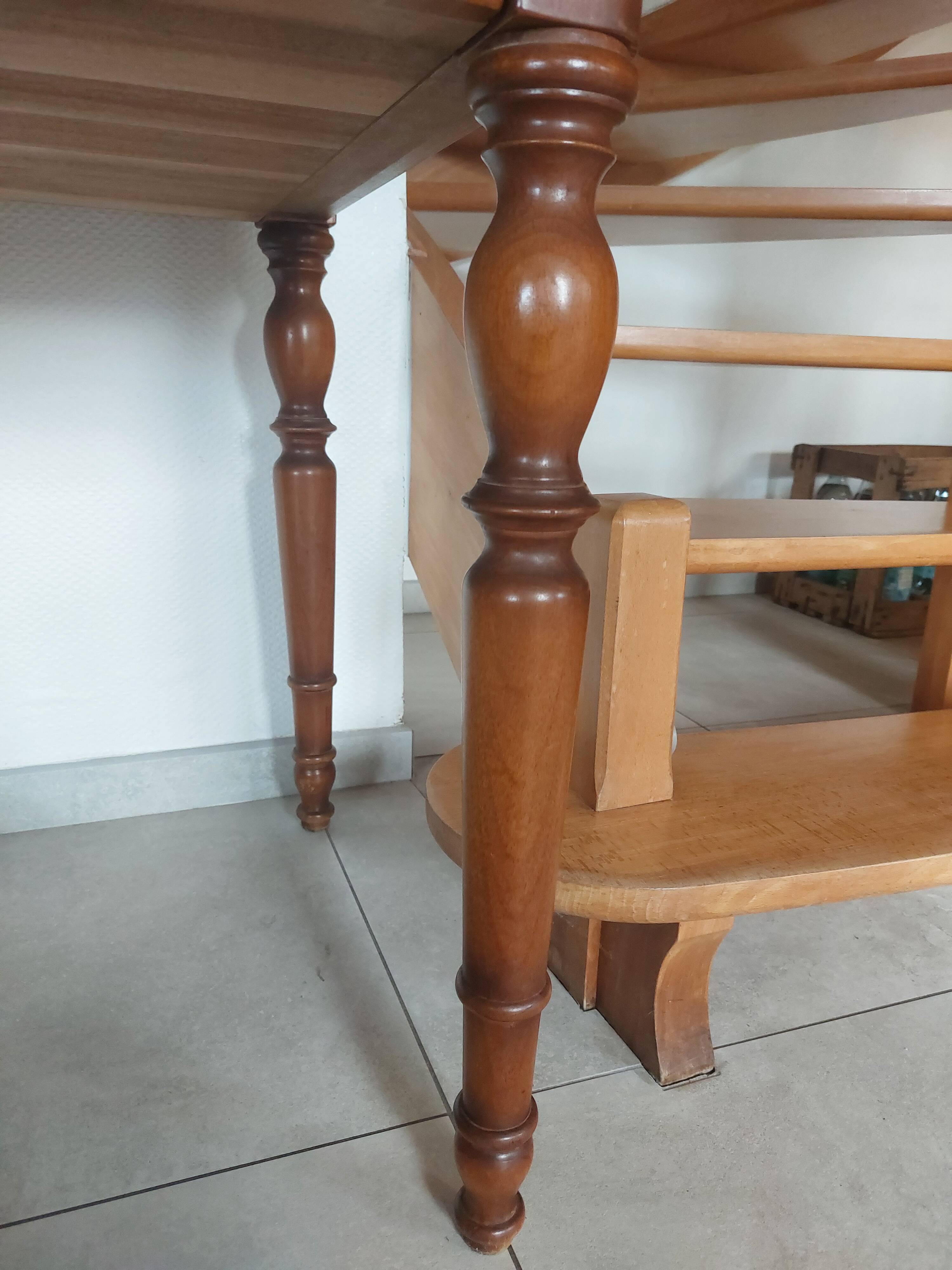 Wooden desk, leather top, extensions