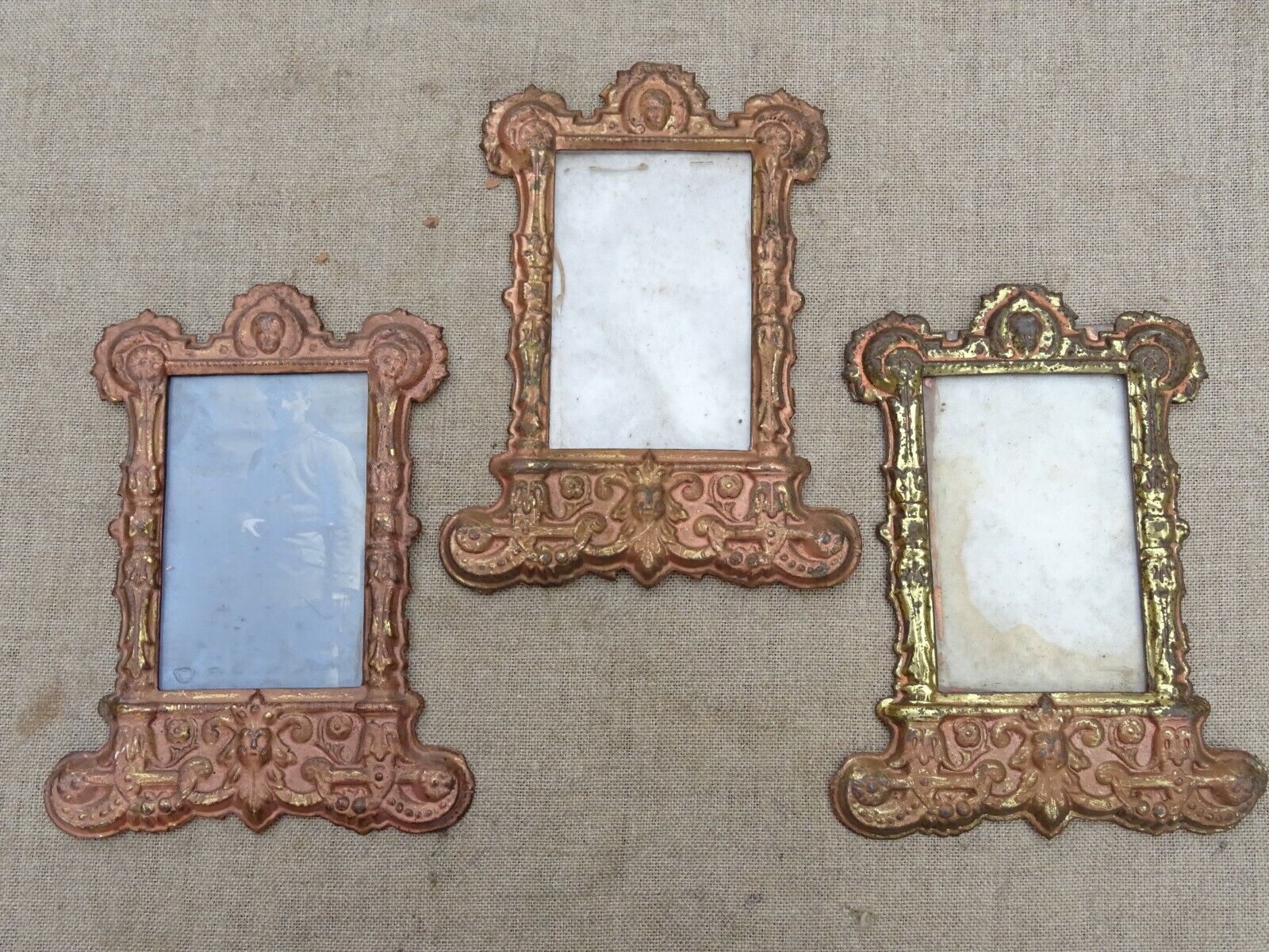 Set of 3 old tin frames stamped late nineteenth century