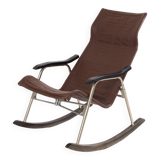 Design Leather Folding Rocking Chair by Takeshi Nii, 1950s