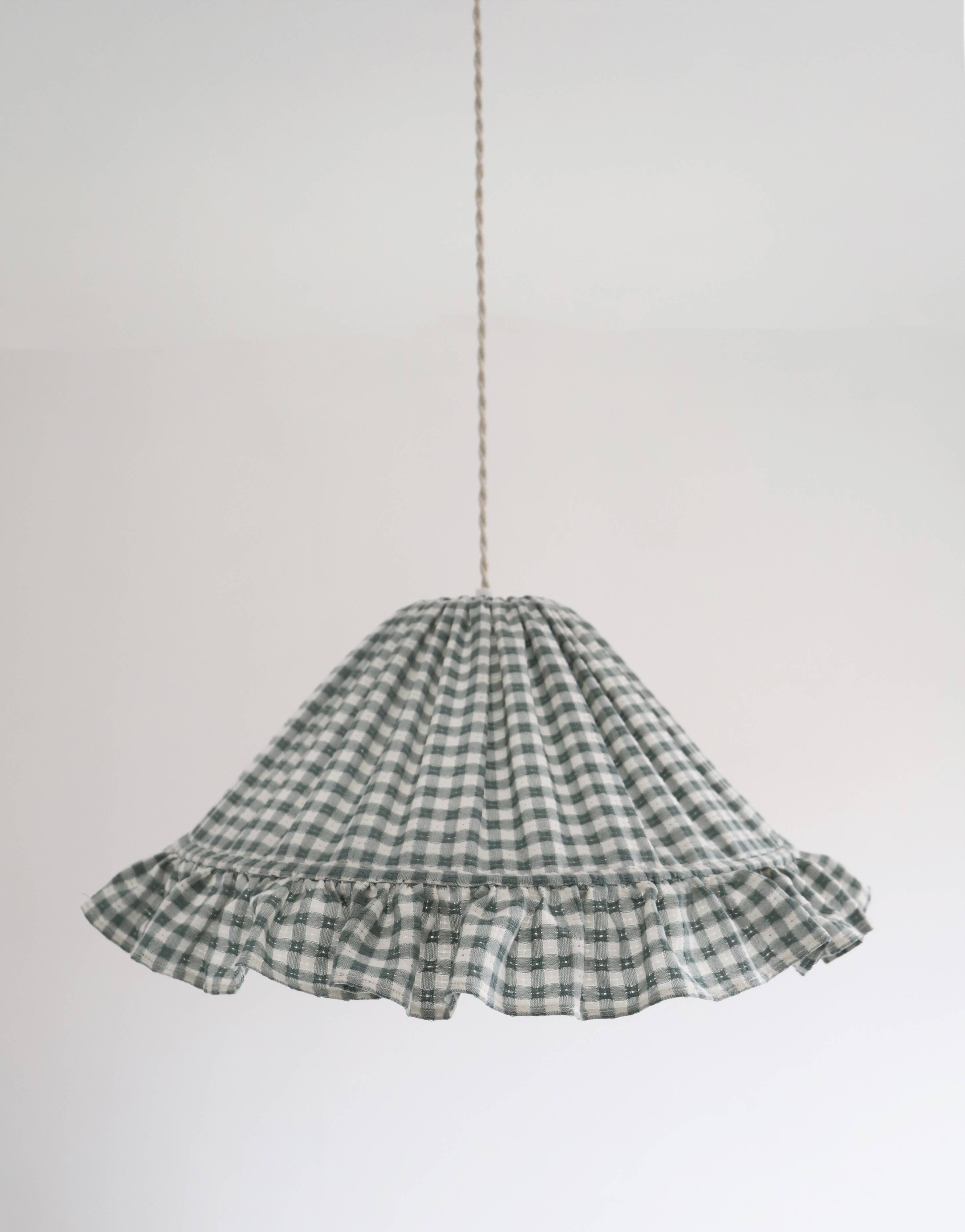 Emilia "small green squares" conical textile suspension with flounce