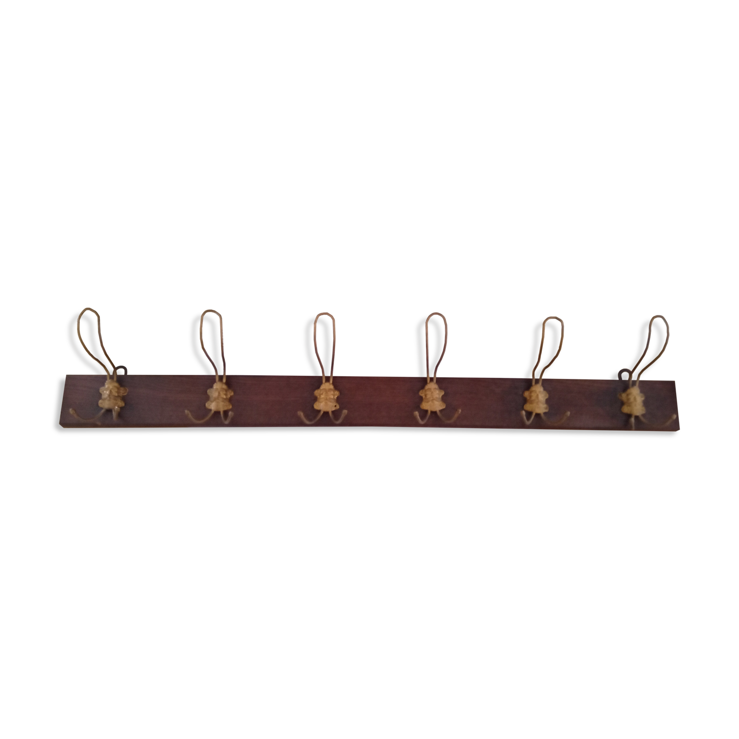 Wall coat rack 6 brass patères form mascarons