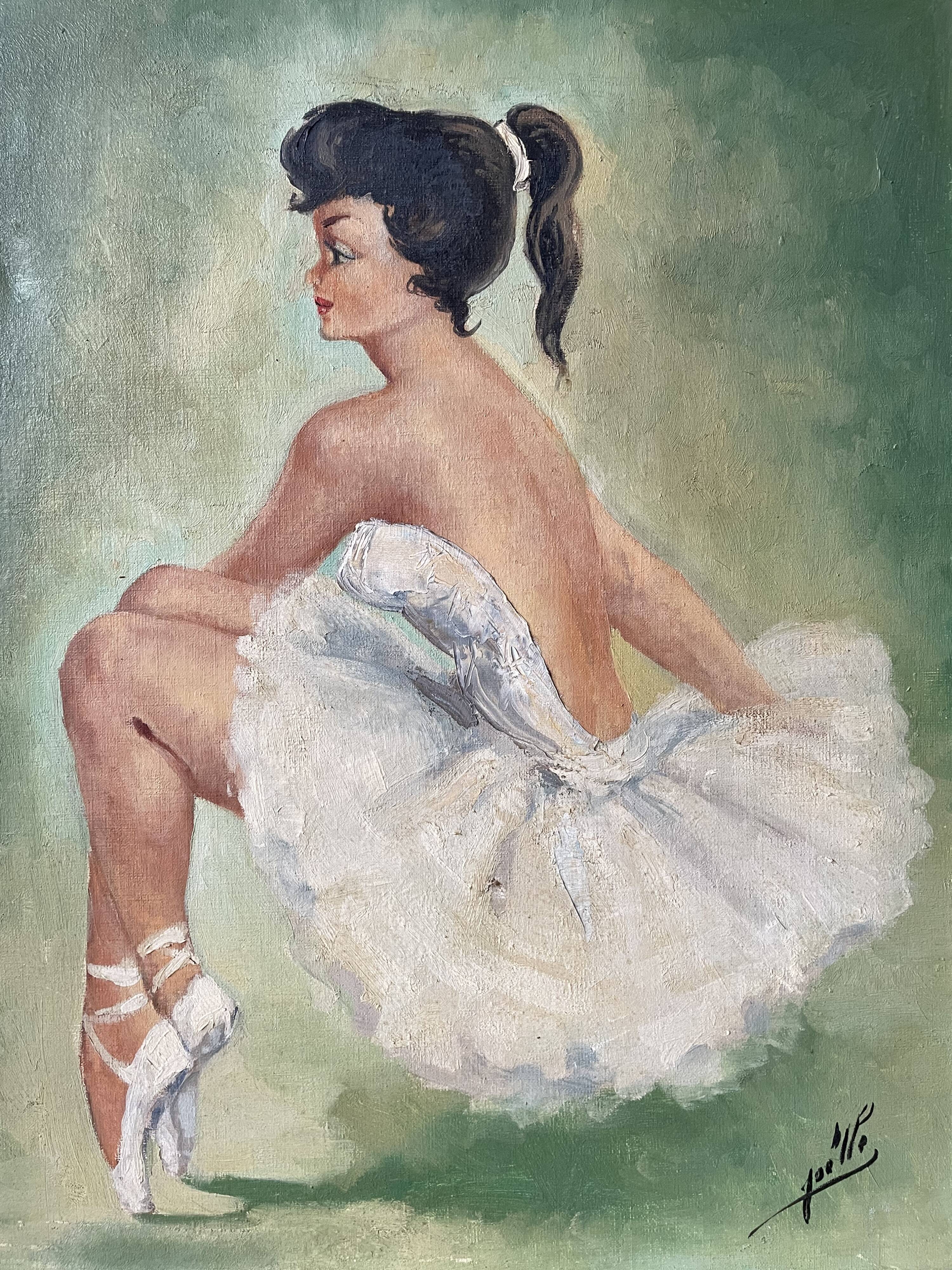 Old painting, portrait of a dancer