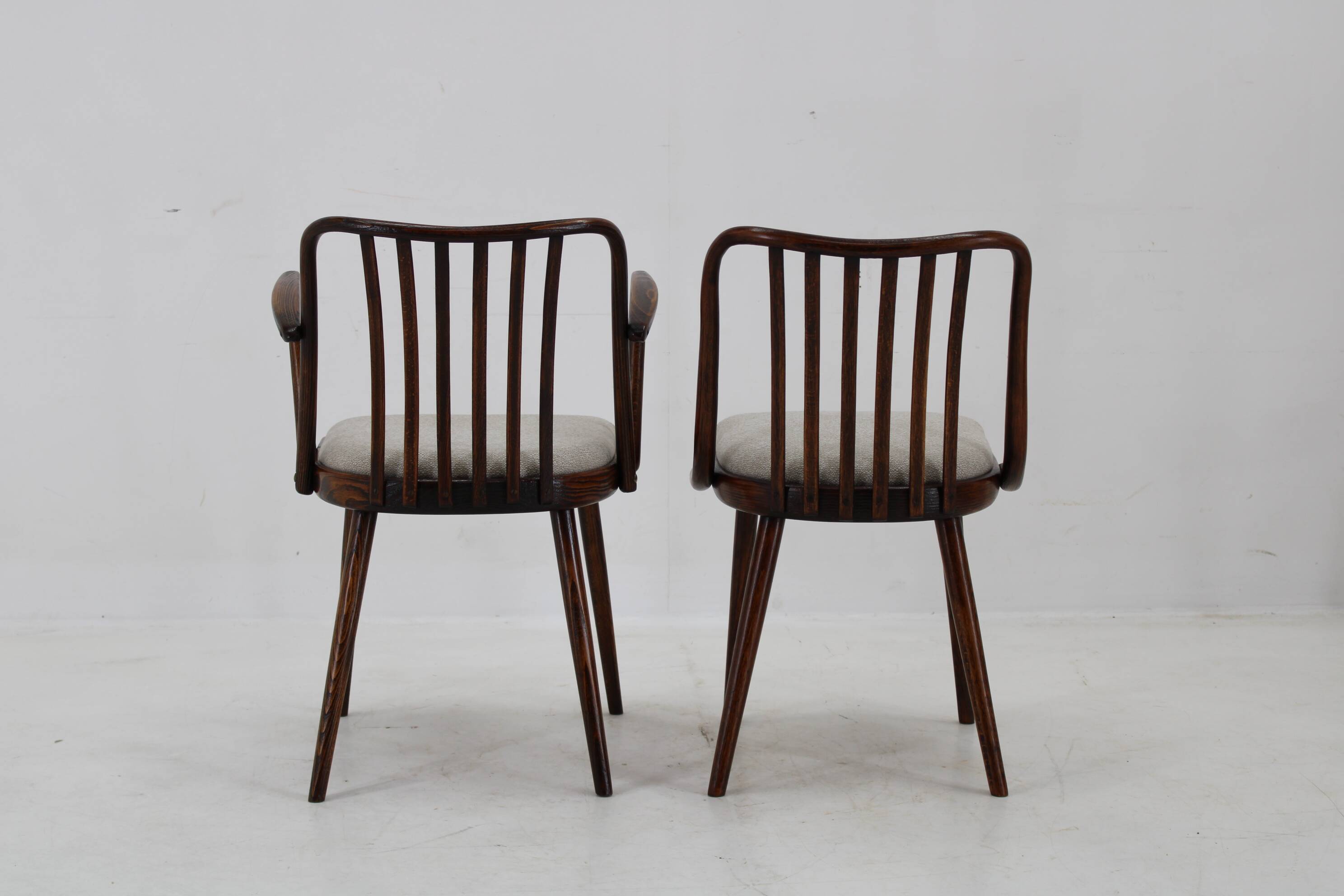 1960s Antonin Suman Set of Six Beech Dining Chairs, Restored
