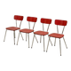 4 red formica chairs