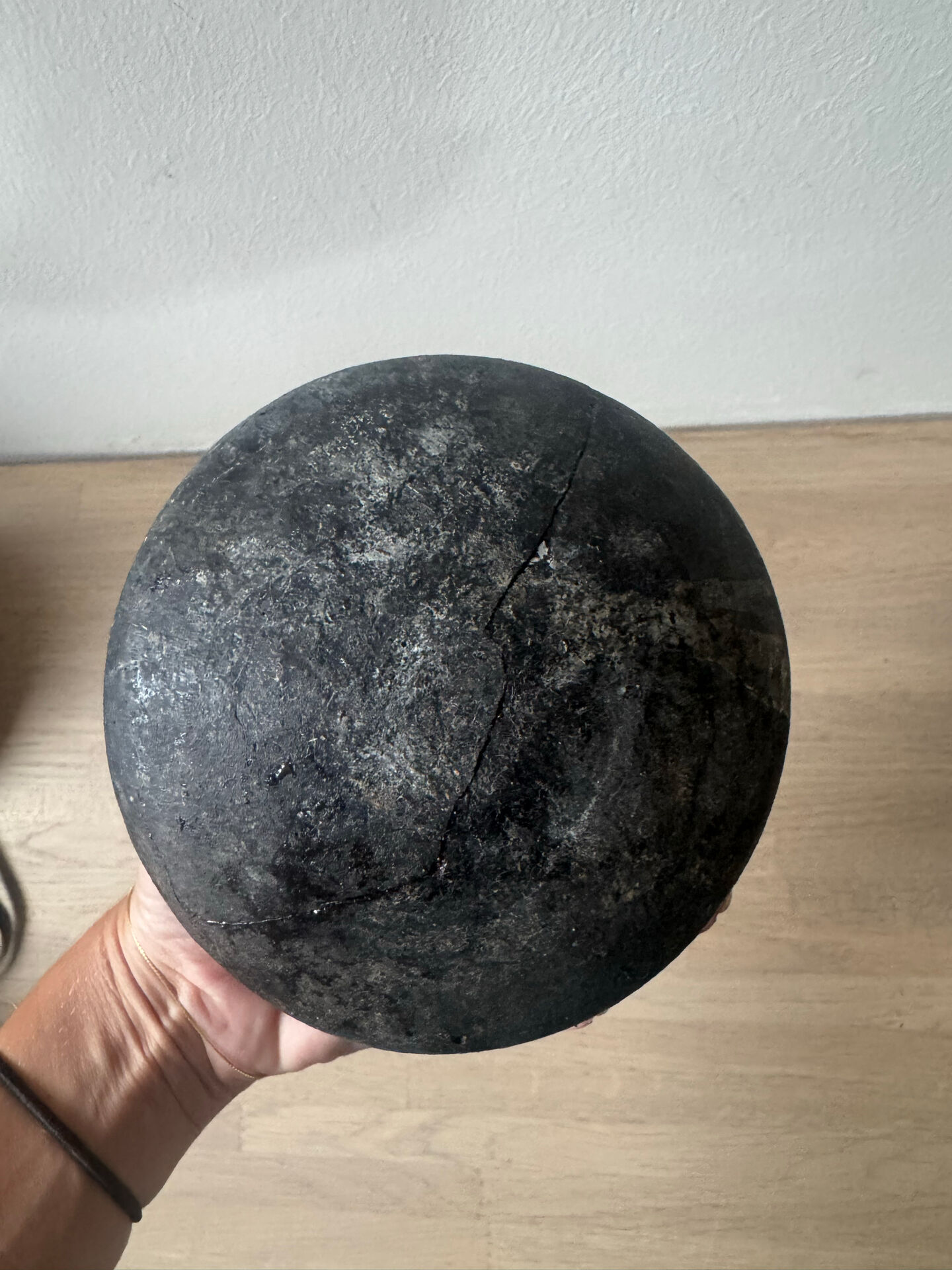 Lot of 3 ancient pots from Indonesia, black terracotta, wabi-sabi.