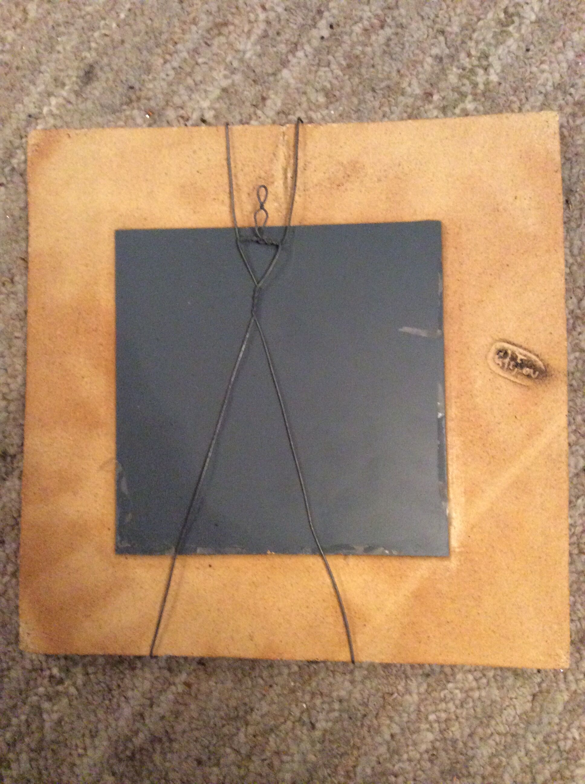 Vintage mirror of the 70s and 80s in concrete signed