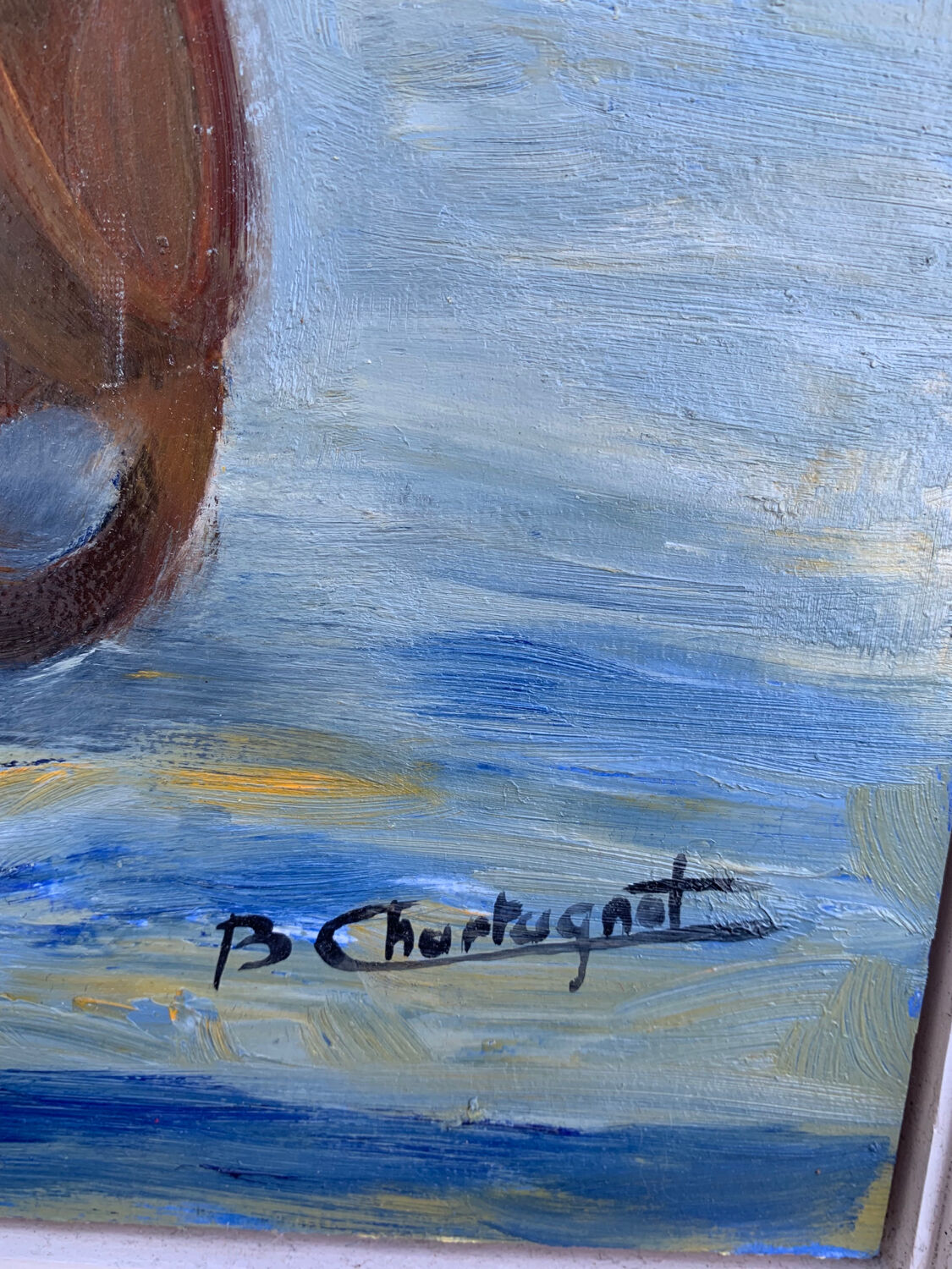 Oil painting on wood bouquet of flowers