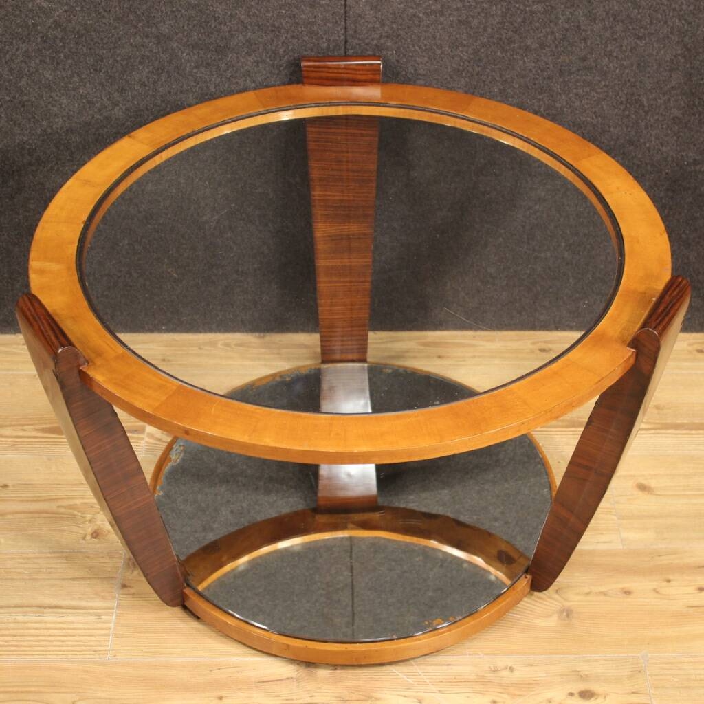 Table basse italienne en bois et verre, années 60
