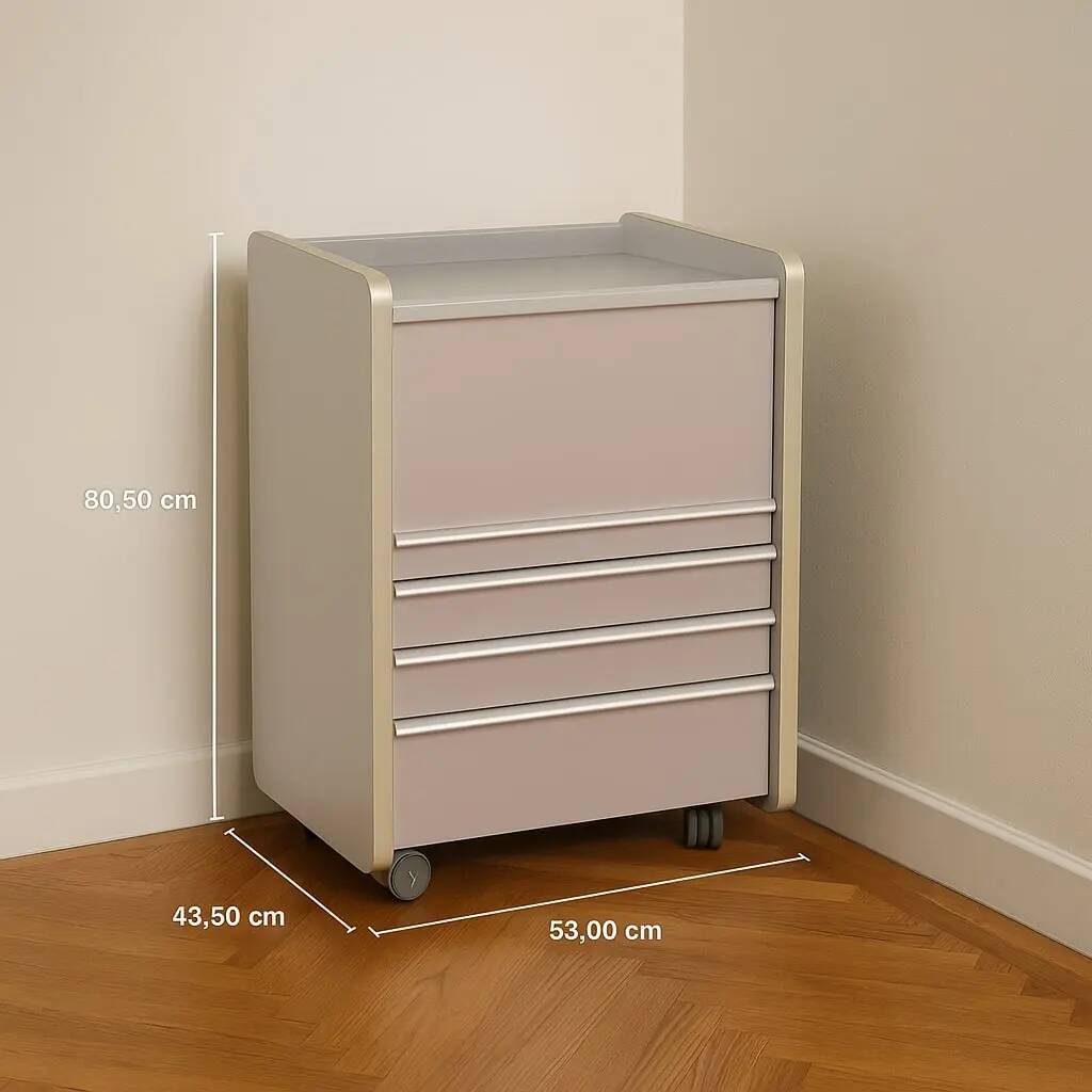 Vintage commode in aluminium and wood, Italy, 1990s.