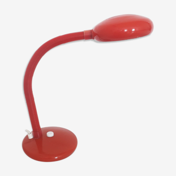 Vintage desk lamp red lacquered metal 1970