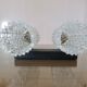Applique double style Arlus métal doré et métal laqué noir, verre pointe de diamant 1960