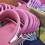 Set of Kicca Kastel chairs with fixed legs - plum/white - Made in Italy