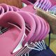 Set of Kicca Kastel chairs with fixed legs - plum/white - Made in Italy