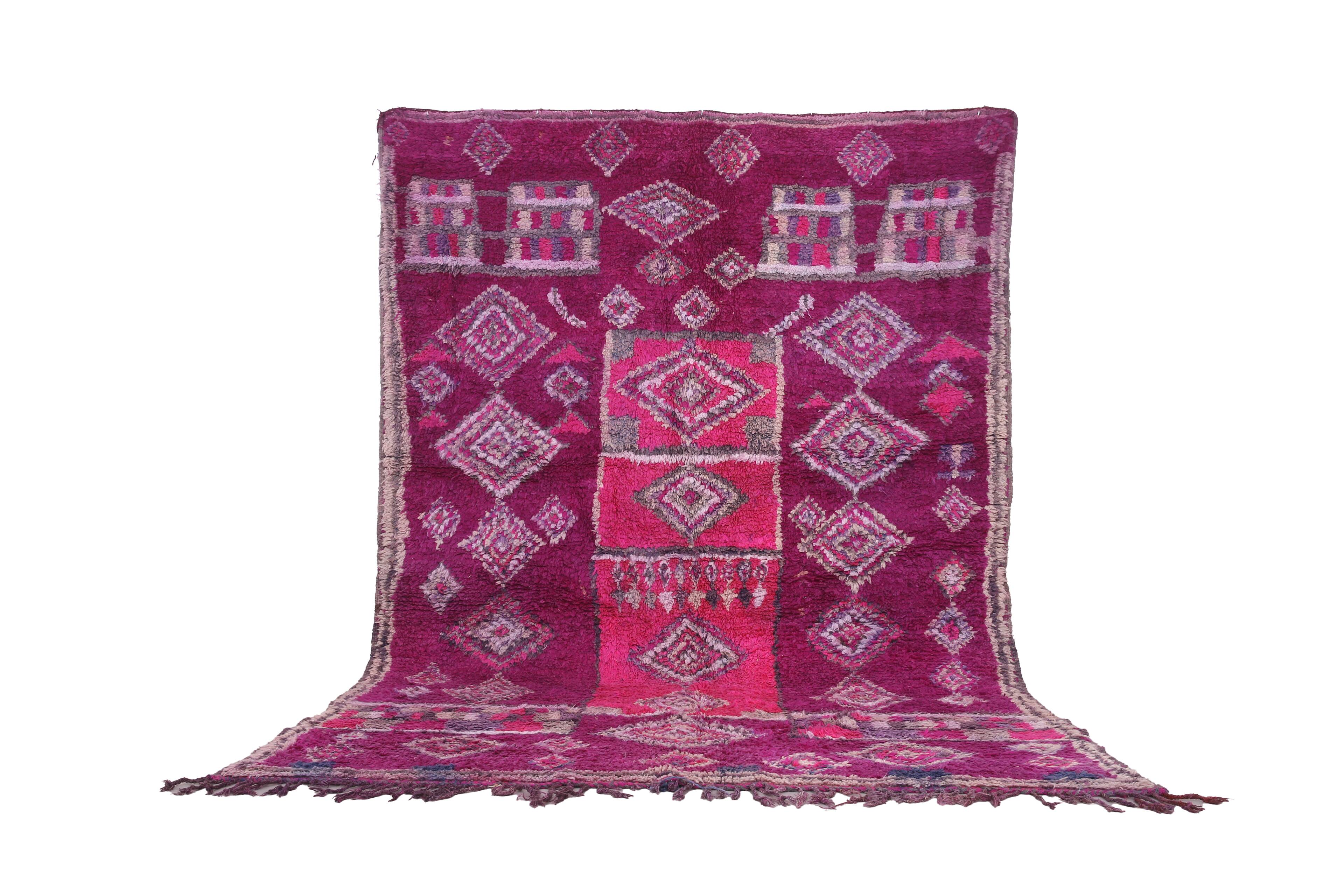 Purple vintage moroccan rug 228 x 317 cm - Handmade Berber Wool Rug