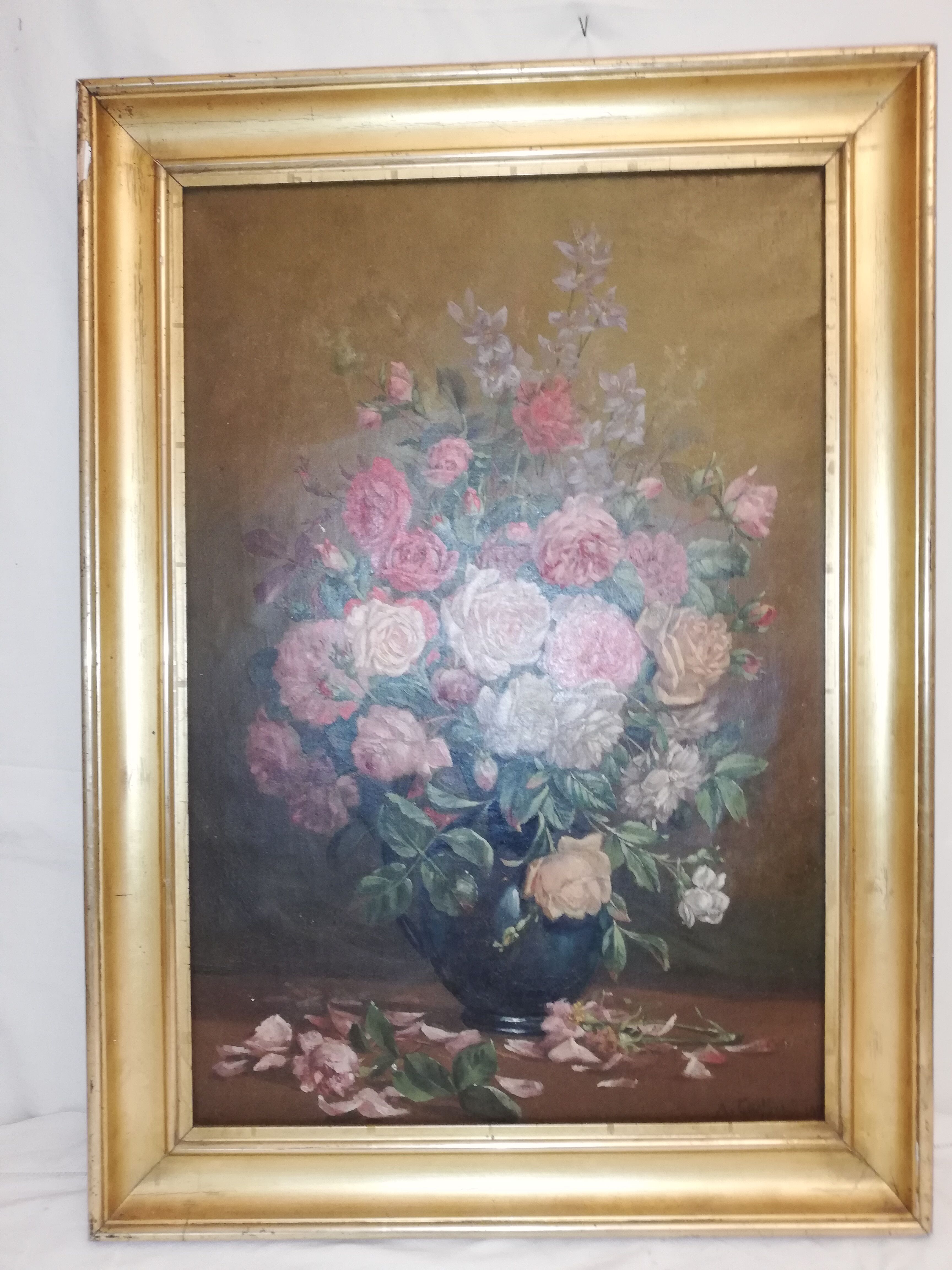 Oil on canvas bouquet of roses