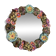 Round wall mirror in ceramic with slip-cast flowers, glazed, from the 60s/70s.