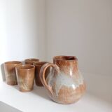 Stoneware pitcher and cups