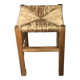 Wooden stool with straw seat