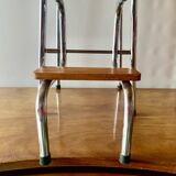 Vintage step stool in brown formica and chrome steel