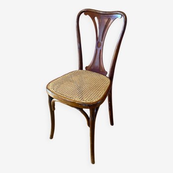 Chaise de bistrot J&J Kohn Austria Art Nouveau cannage et bois courbé