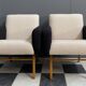 set of 2 black and White boucle lounge chairs 1960s