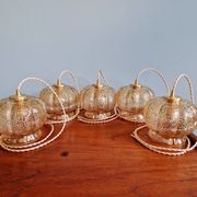 Vintage trio of amber glass pendants, 1960s-70s.