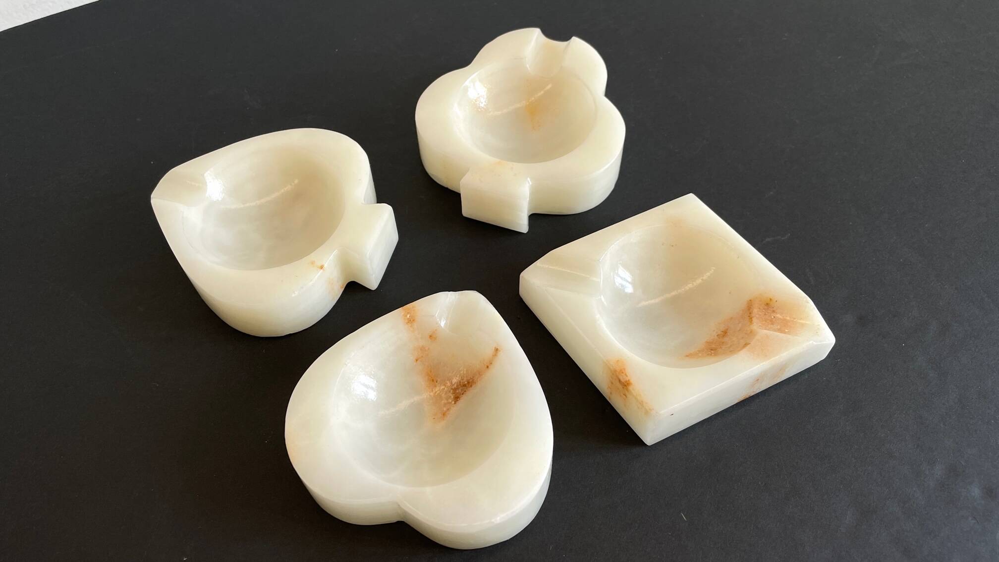 Vintage playing cards onyx ashtrays