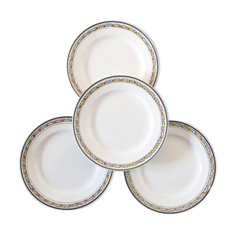 Set of 4 dinner plates, Digoin Sarreguemines, Valence model