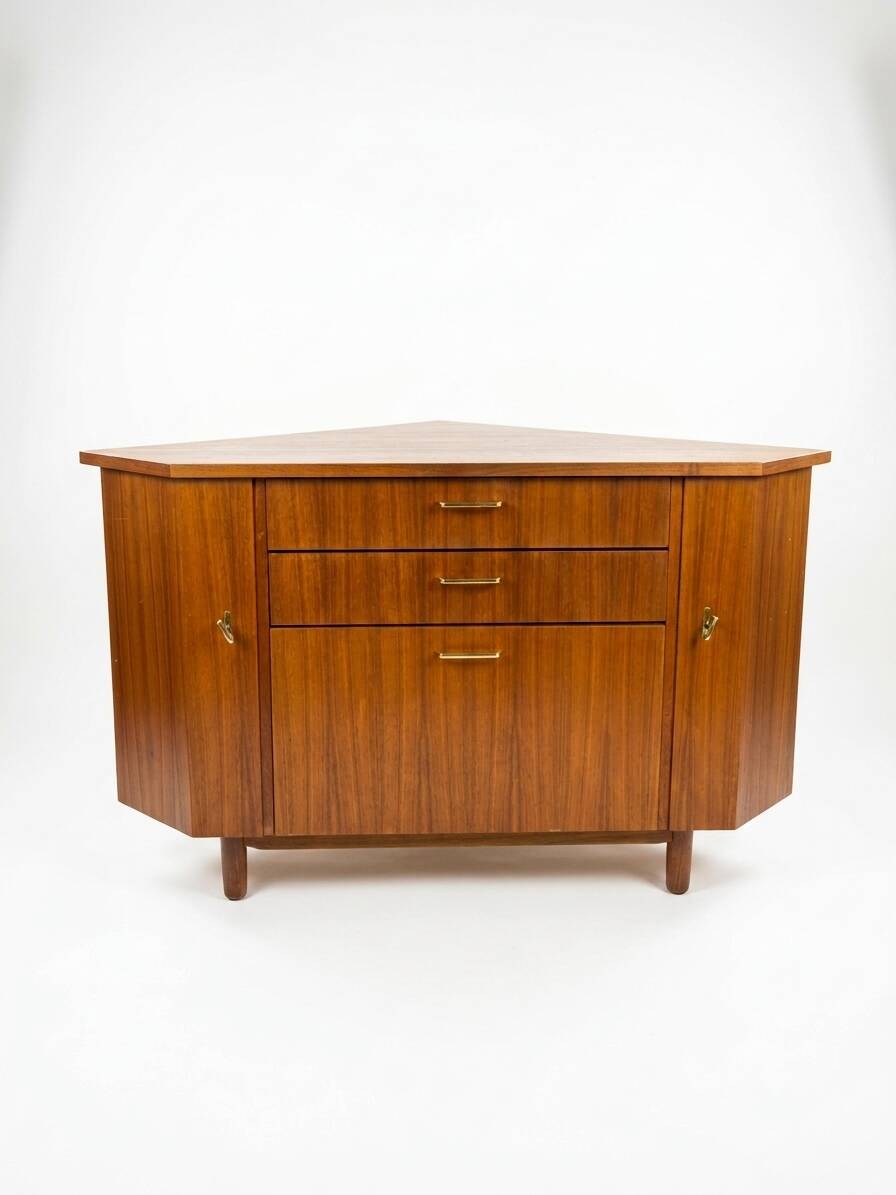 Scandinavian corner unit in teak from the 1960s.
