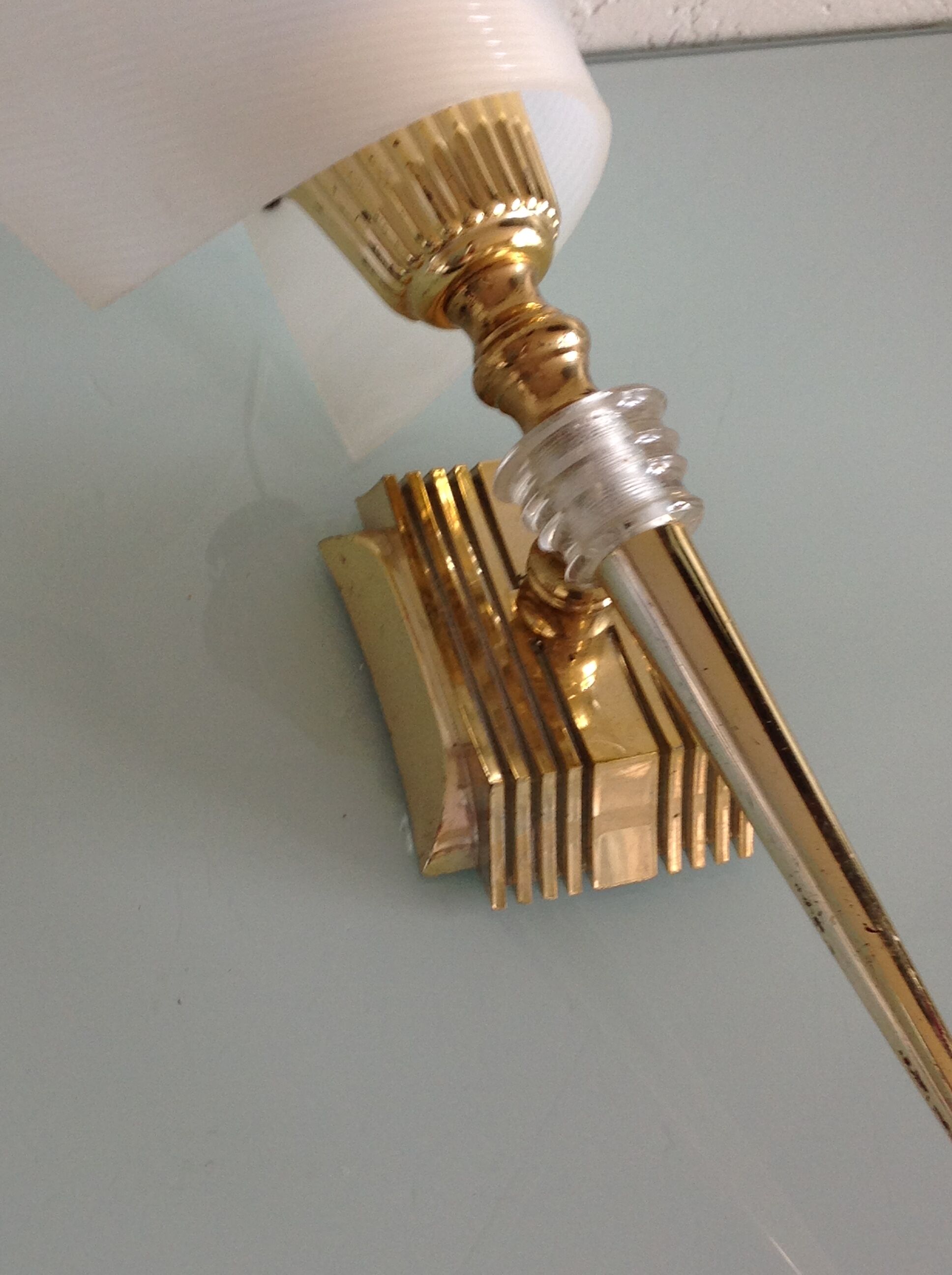 White / vintage perspex wall lamp 50s-60s