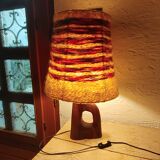 Authentic Lamp of the 70's Foot in Olivier Lampshade in wool