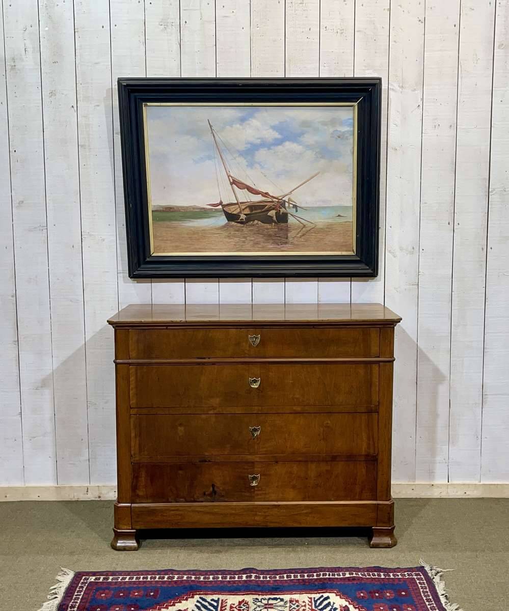 Commode Louis Philippe fin XIXème en noyer et sapin