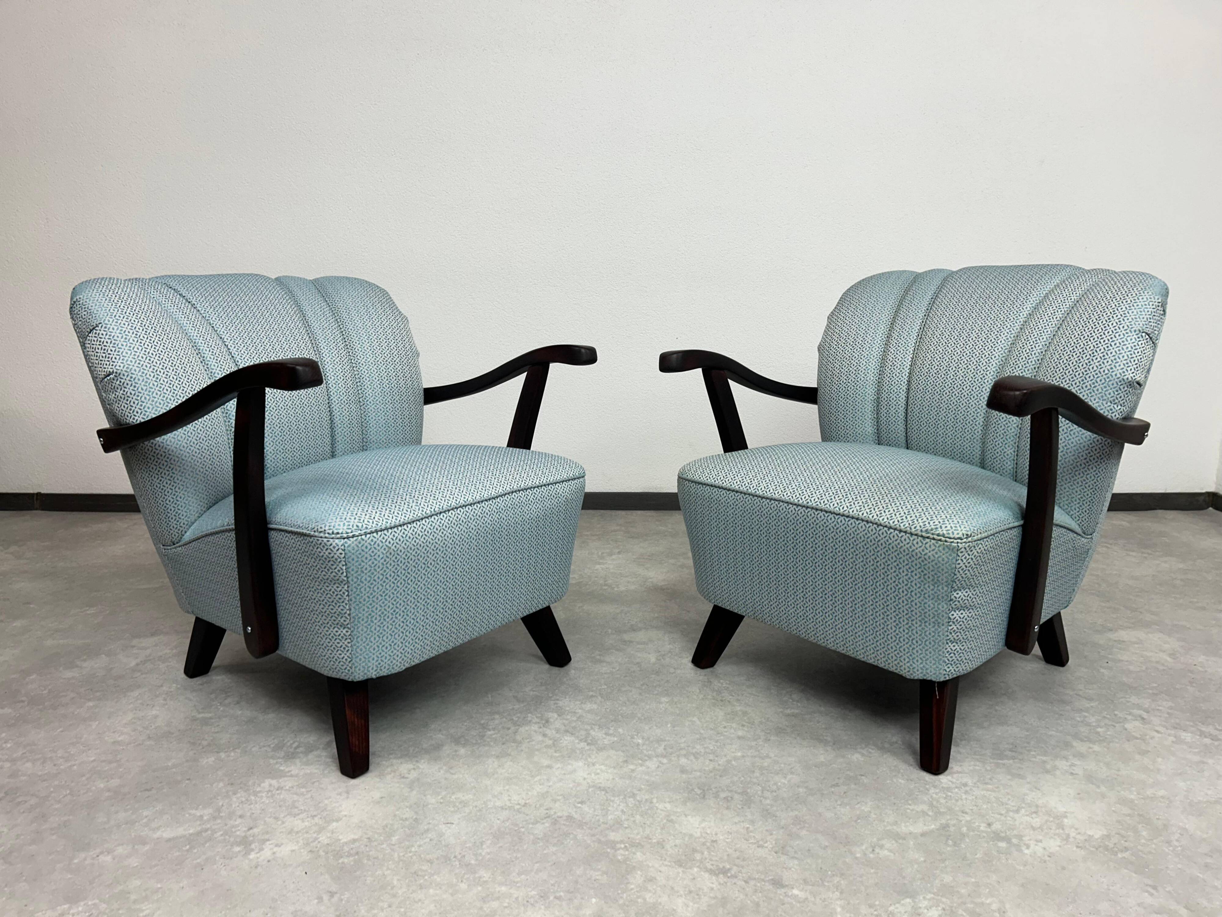 Art Deco blue club chairs