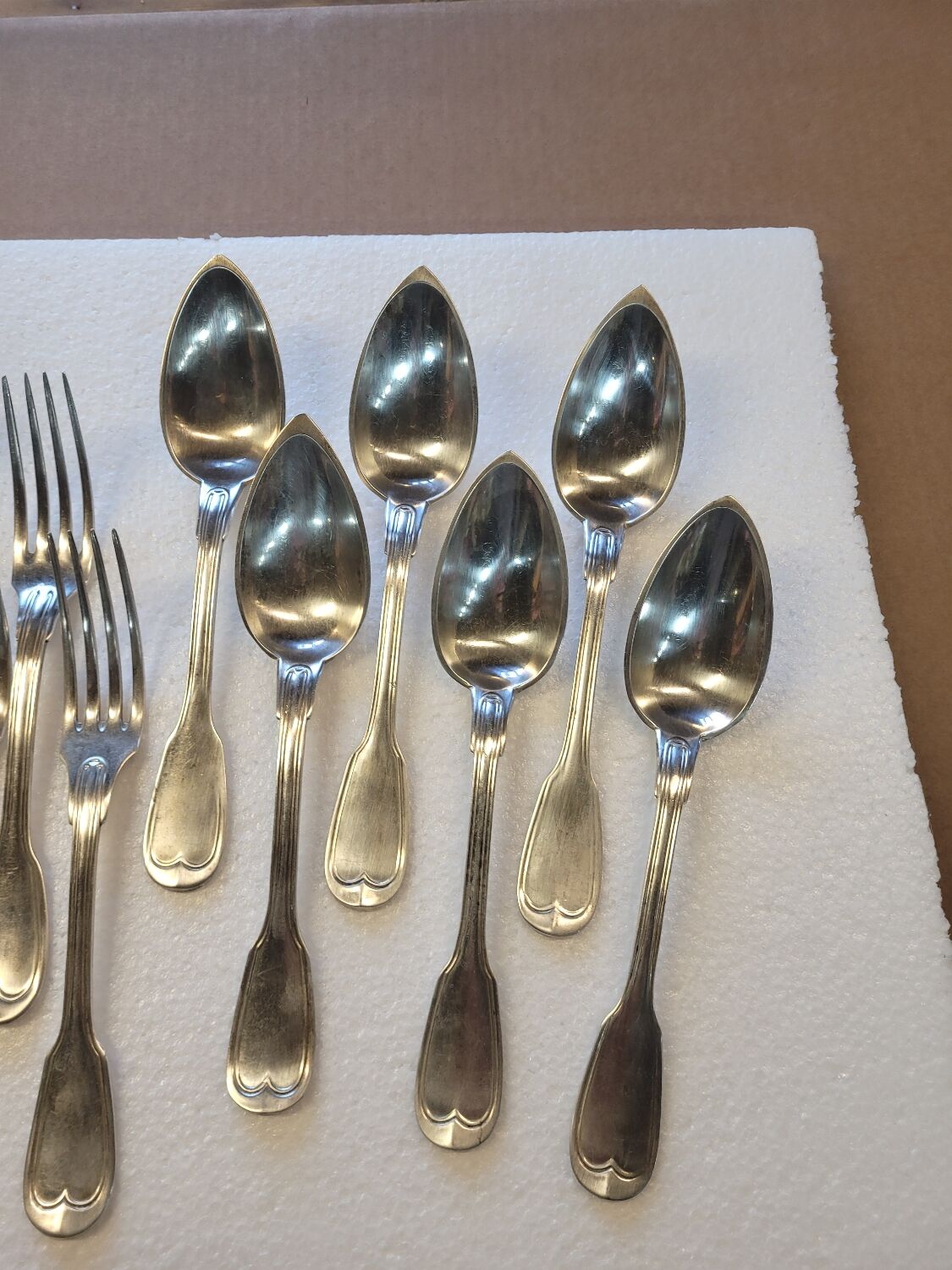 Silver metal housewife 6 spoons, 6 forks