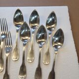 Silver metal housewife 6 spoons, 6 forks