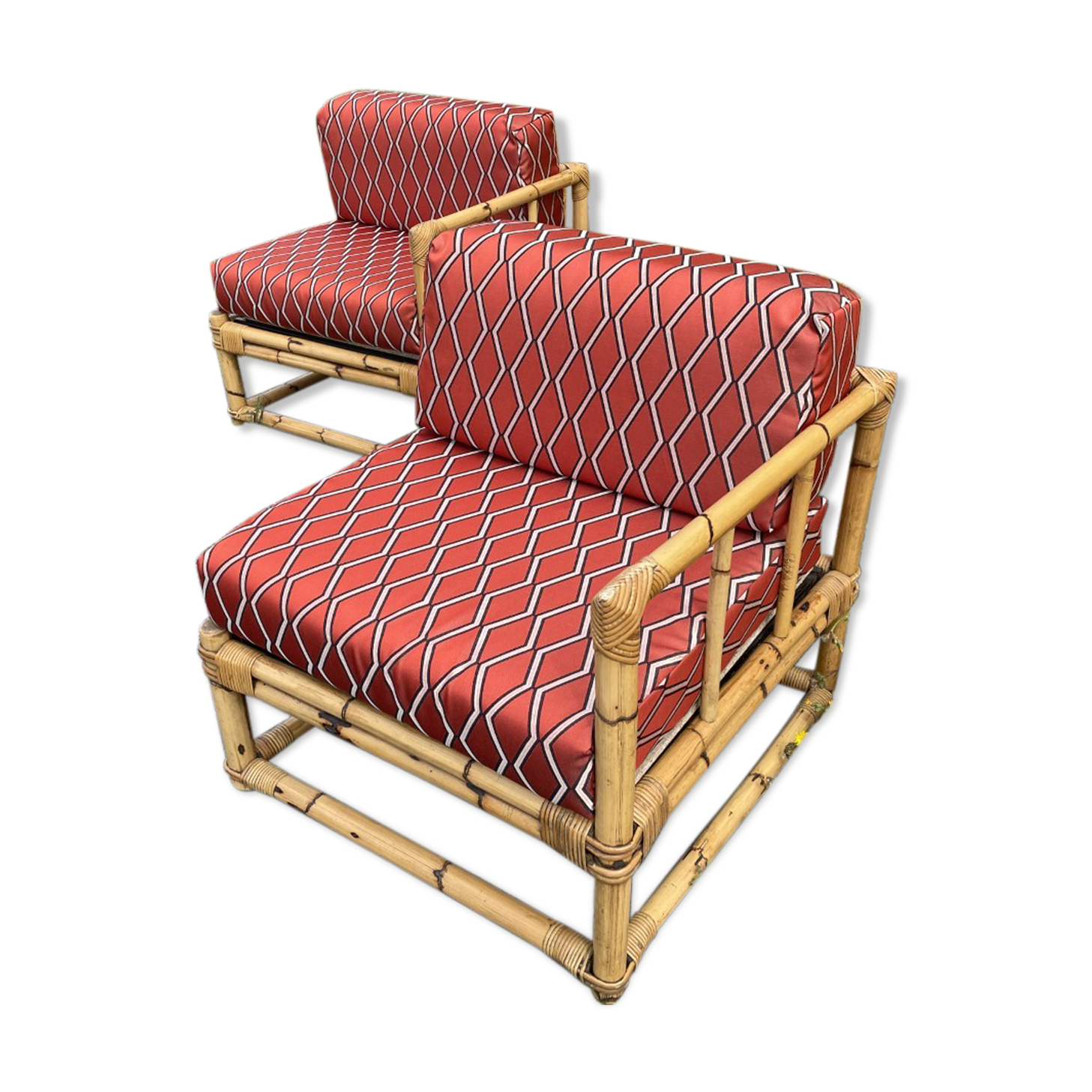 Pair of rattan armchairs renovated