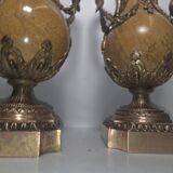 Pair of 19th Century Napoléon III Cassolettes in marble and bronze.