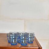 Set of 8 blue Arco France glasses.