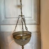 Suspension brass basket and glass vintage diamond tip