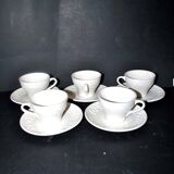 Set of 5 old cups with molded frieze in SARREGUEMINES Earthenware Opaque iron