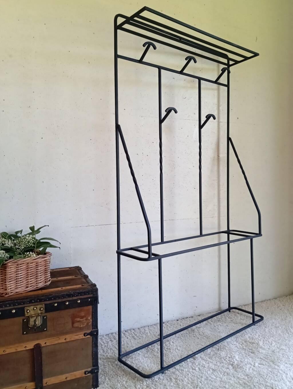 Large modernist wrought iron cloakroom from the 1950s.