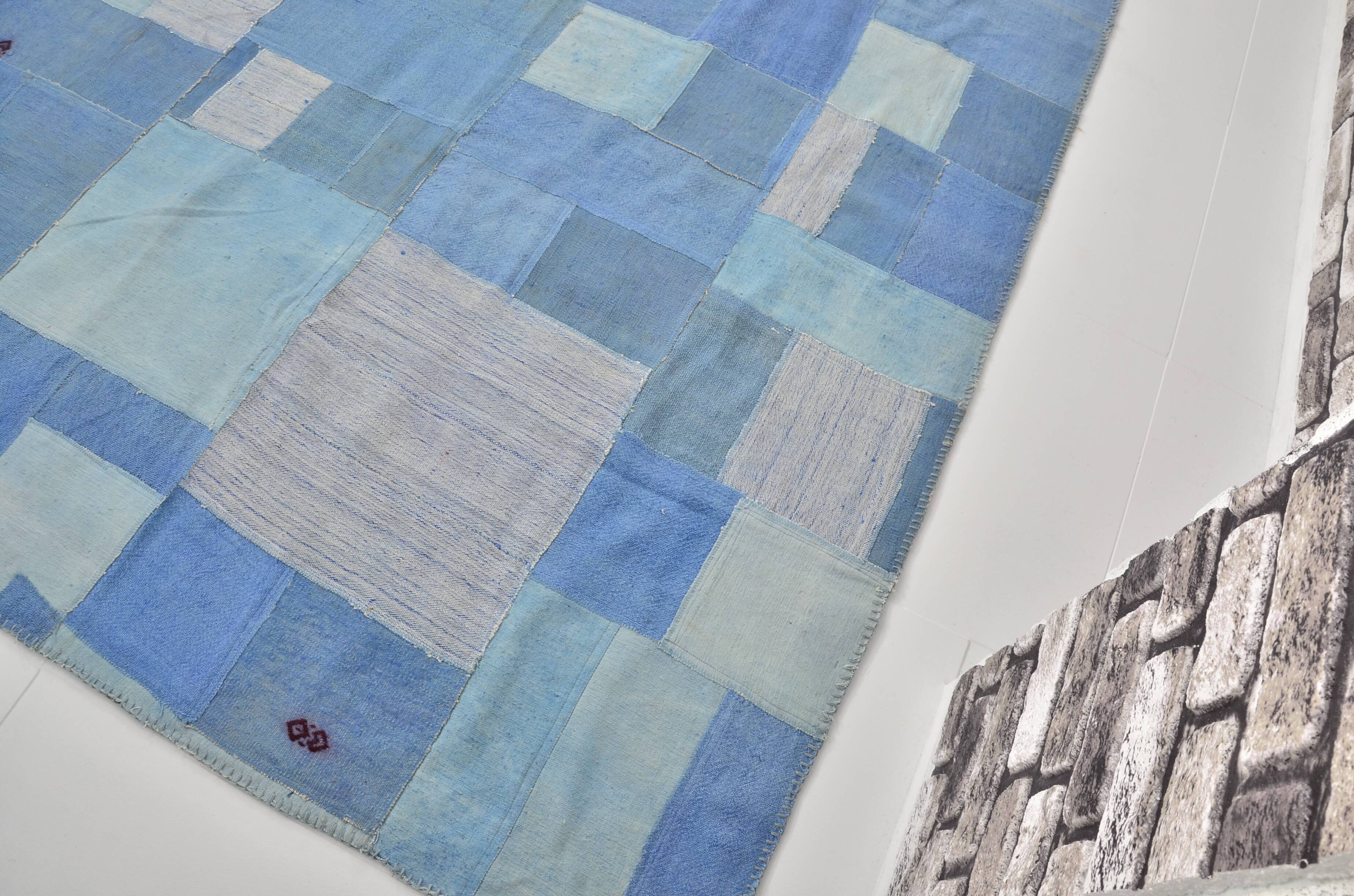 Blue Vintage Turkish Antique Kilim Rug sku 3025