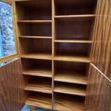 1950s French Art Deco Design Walnut Bookcase