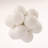 Kaiser Sputnik chandelier, molecular shape, 12 opal glasses, Germany, 1970s