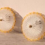 Set of 2 Charming Italian Yellow Murano Glass Ceiling Fixture, Murano, 1970