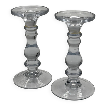 Pair of vintage glass candlesticks