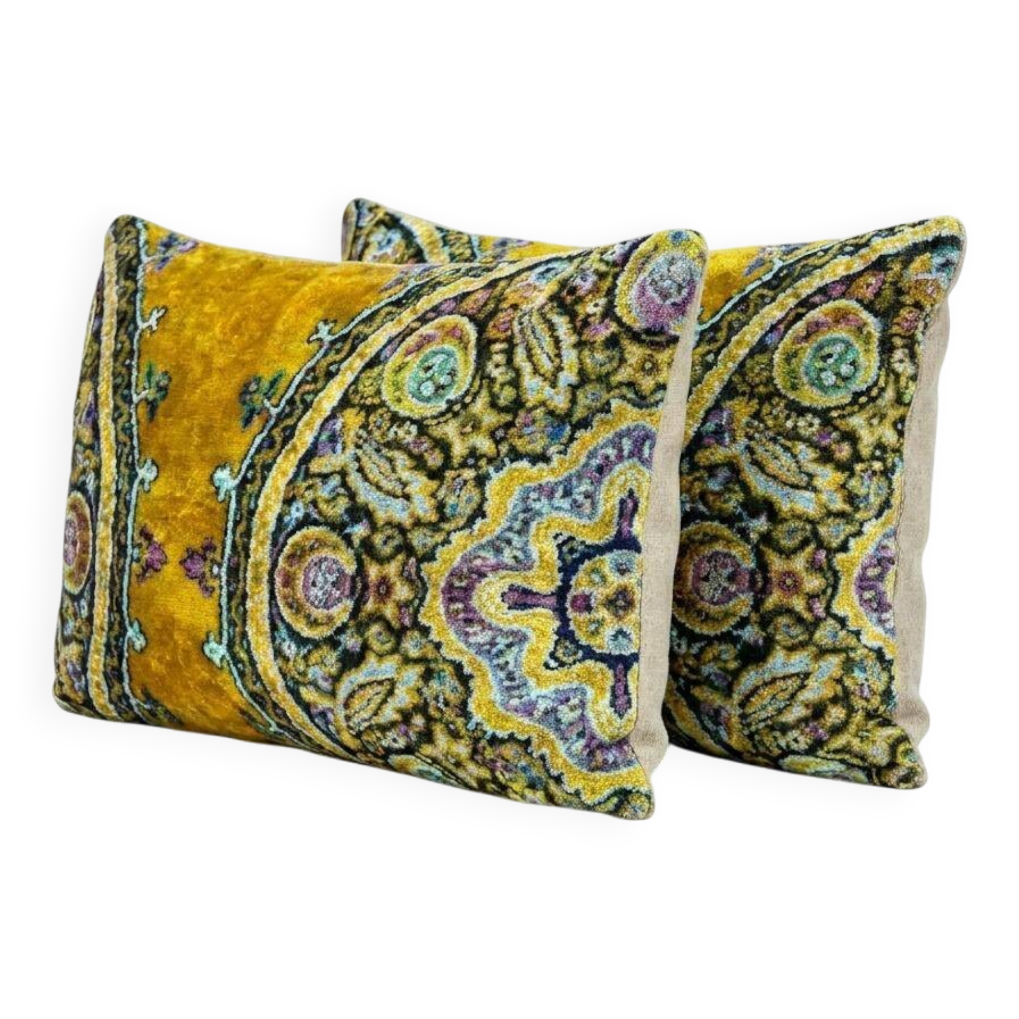Set of 2 vintage velvet cushion covers 41x61 cm