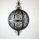 Suspension ronde en fer forgé avec sphère intérieure en verre, c.1930