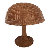 Lampe champignon XXL en rotin tressé années 70