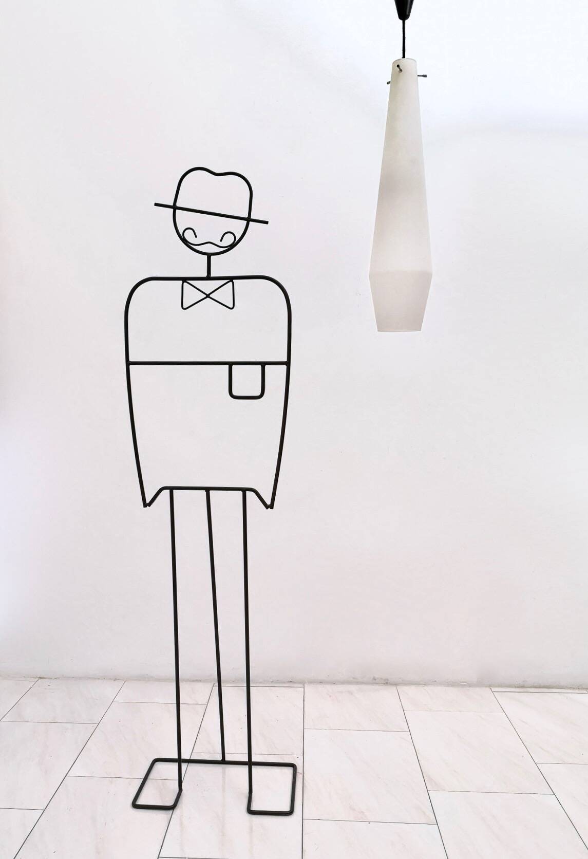 Large Vintage White Encased Glass and Brass Pendant by Stilnovo, Italy